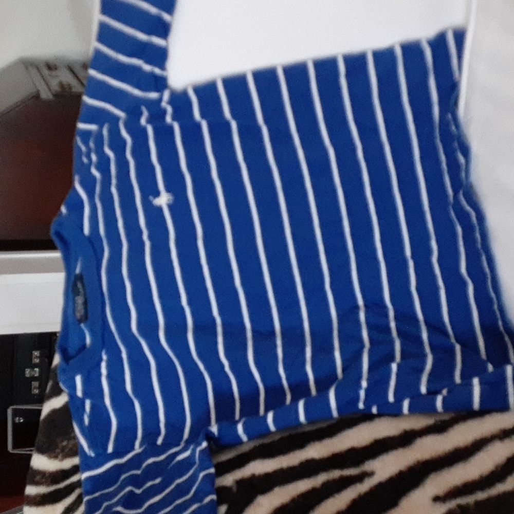 Boy's Polo t-shirt. Size 5. Royal blue with white stripes and logo.